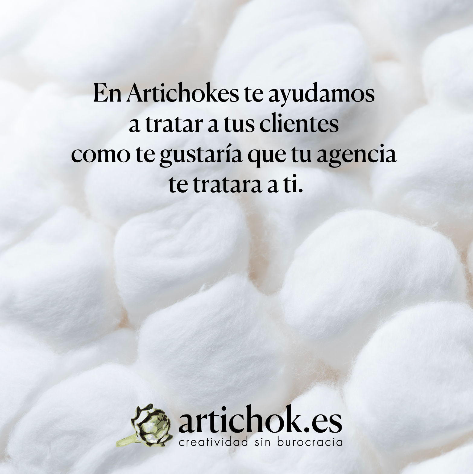Texto sobre fondo de algodones